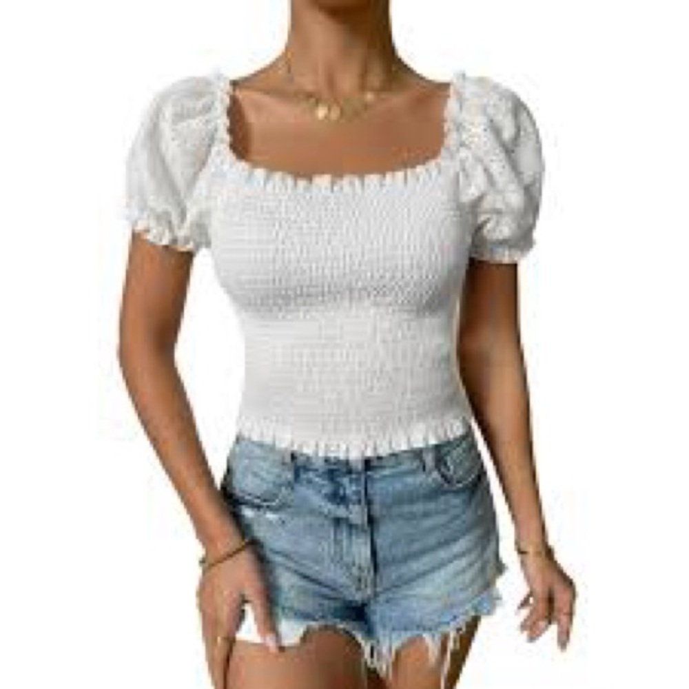 150 - Oat New York NWT White Puff Sleeve Ruffled Collar Blouse, Size XL
